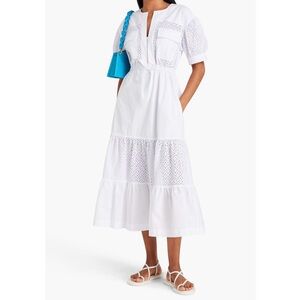 Crosby Derek Lam White Tiered Puff Sleeve Sundress Eyelet anglaise cotton $525